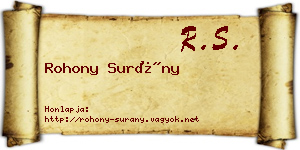 Rohony Surány névjegykártya